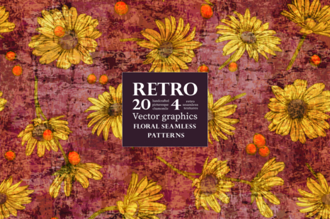 20 Retro patterns with chamomile - Daisy