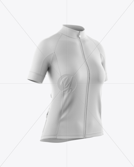 Women&#039;s Full-Zip Cycling Jersey Mockup - Half Side View