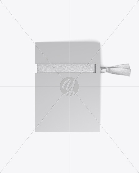 Gift Card with Ribbon Mockup - Top View