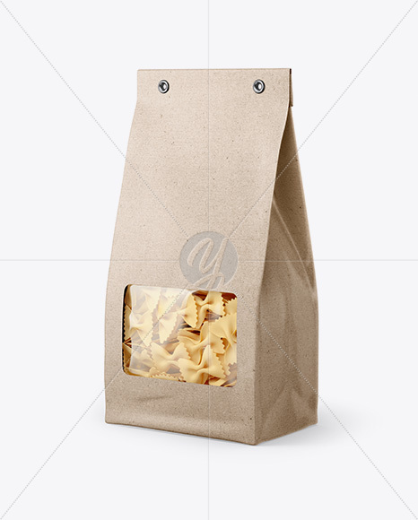 Kraft Bag with Farfalle Pasta Mockup - Half Side View - Free Download