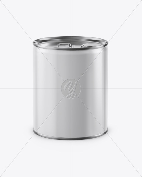 Glossy Paint Pail Mockup - Front View (High-Angle Shot)