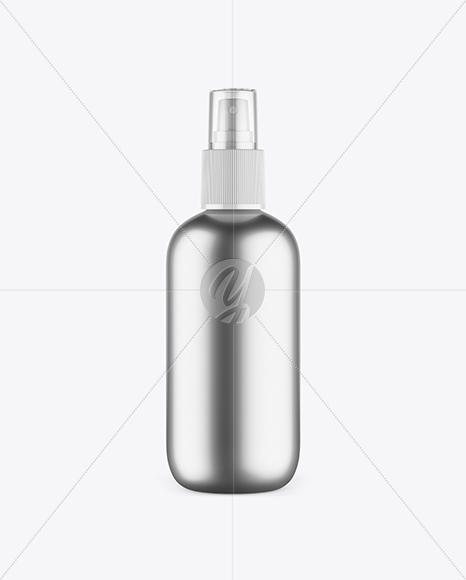 Metallic Cosmetic Bottle w/ Transparent Cap Mockup