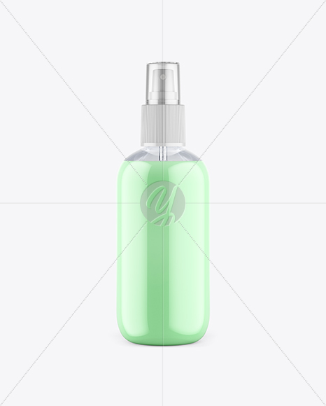 Clear Plastic Cosmetic Bottle w/ Transparent Cap Mockup