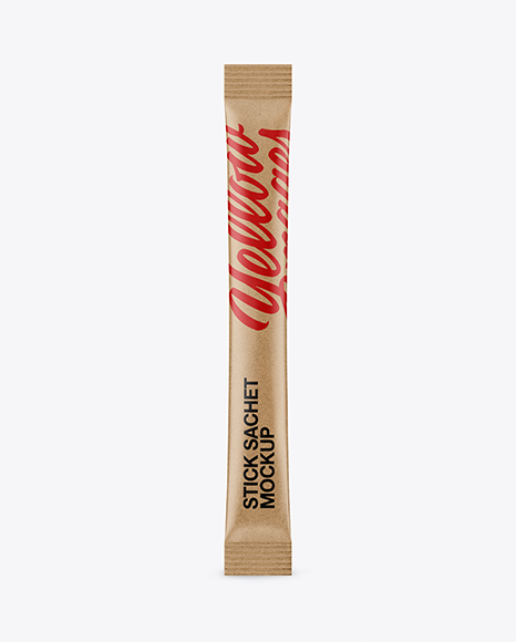 Kraft Stick Sachet Mockup - Front View