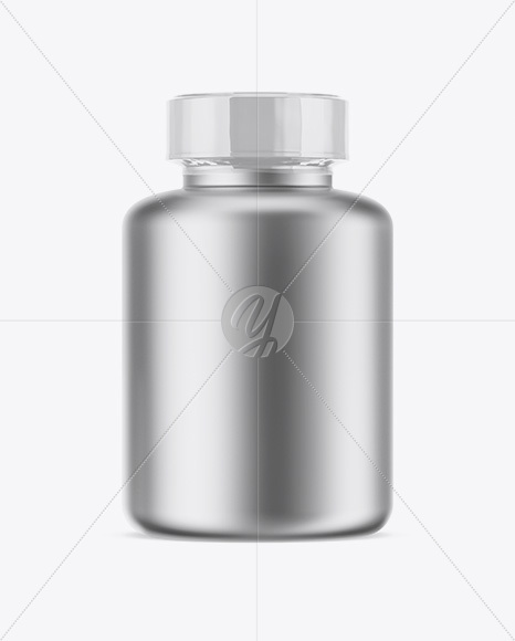 Matte Metallic Pills Bottle With Shrink Sleeve Mockup