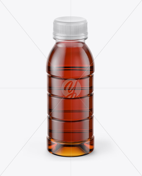 10oz Tea Bottle in Shrink Sleeve with Condensation Mockup - Front View (High-Angle Shot)