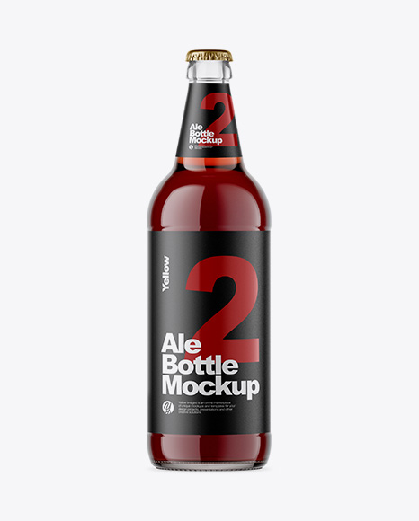 Clear Glass Bottle With Red Ale Mockup