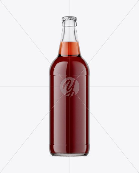 Clear Glass Bottle With Red Ale Mockup