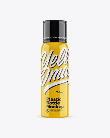 Glossy Plastic Bottle Mockup - Front View