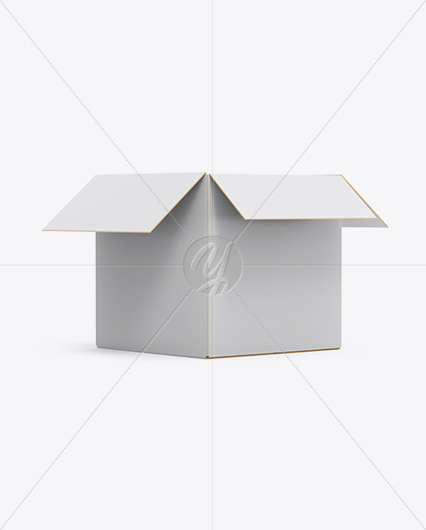 Opened Paper Box Mockup - Half Side View