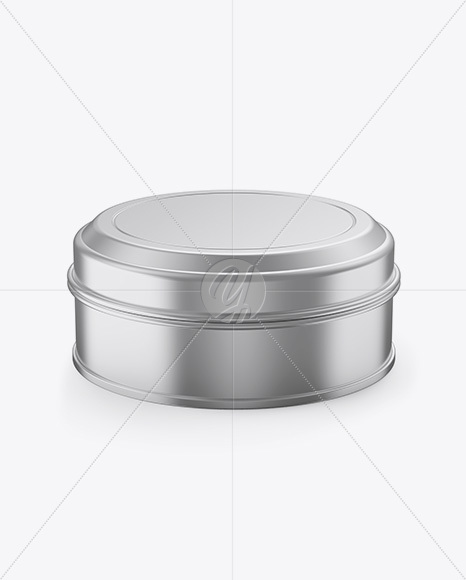 Metallic Round Tin Box Mockup - Front View (High-Angle Shot)