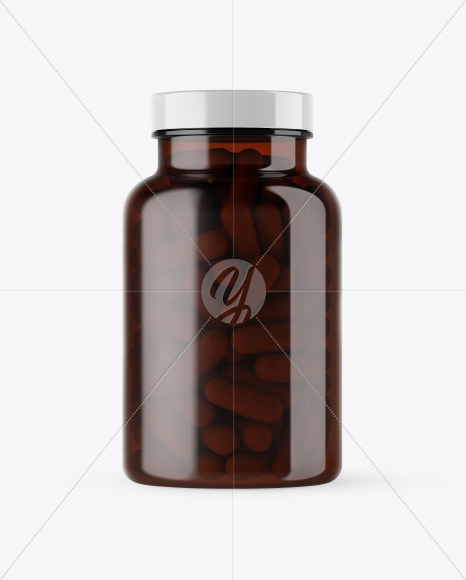 Amber Pills Bottle Mockup