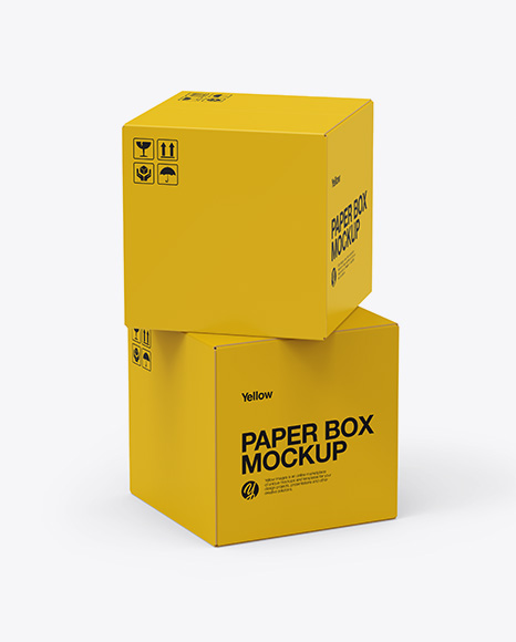 Two Paper Boxes Mockup - Half Side View (High-Angle Shot) - Two+Paper+Wristbands+PSD+Mockup+Front+View+High+Angle+Shot+...