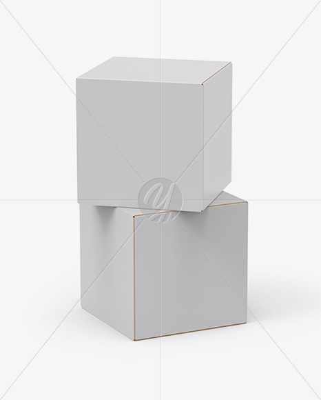 Two Paper Boxes Mockup - Half Side View (High-Angle Shot)