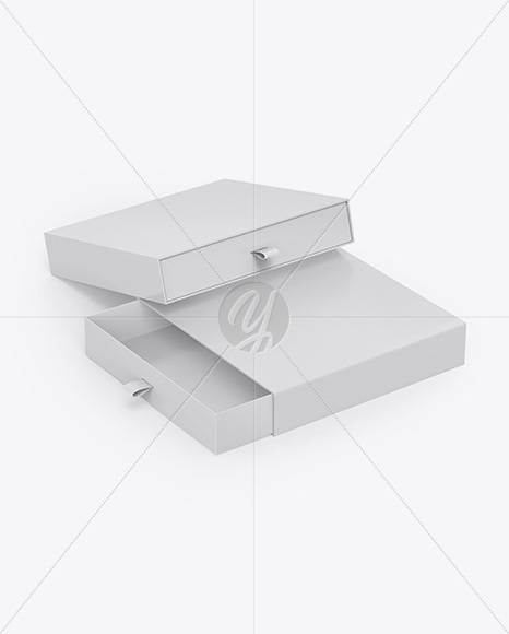 Two Matte Slide Boxes Mockup - Half Side View