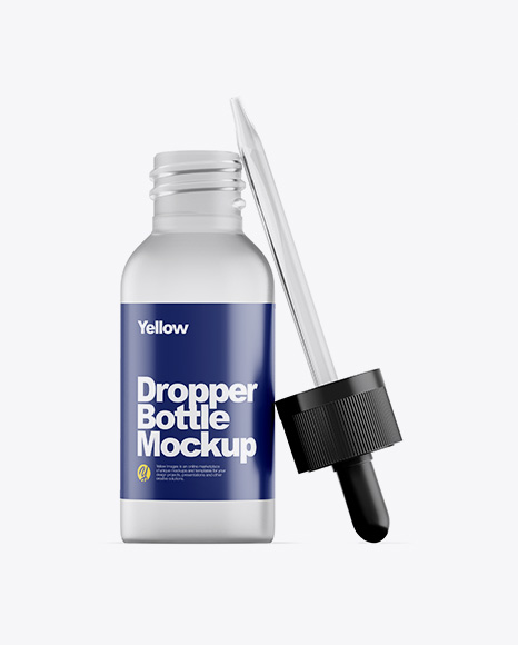 Opened Frosted Glass Dropper Bottle Mockup - Vape bottle mockup psd