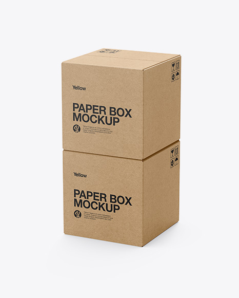 Two Kraft Boxes Mockup - Half Side View