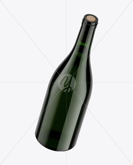 750ml Green Glass White Wine Bottle Mockup 750ml Green Glass White Wine Bottle Mockup
