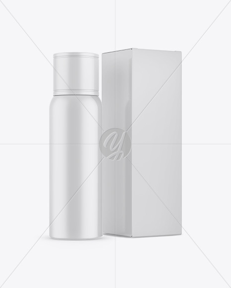 Matte Plastic Bottle w/ Paper Box Mockup