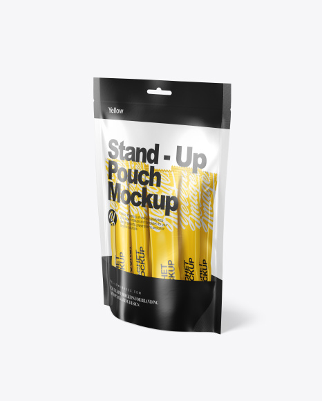 Stand-Up Pouch with Sachets Mockup - Transparent+Plastic+Pouch+Mockup