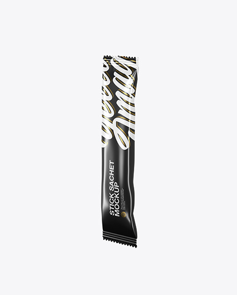 Glossy Stick Sachet Mockup - Half Side View