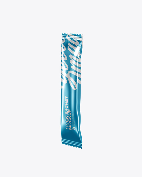 Metallic Stick Sachet Mockup - Half Side View