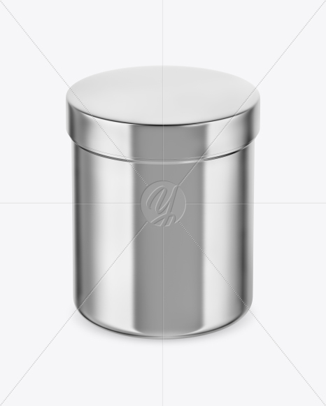 Metallic Jar Mockup - Front View (High-Angle Shot)