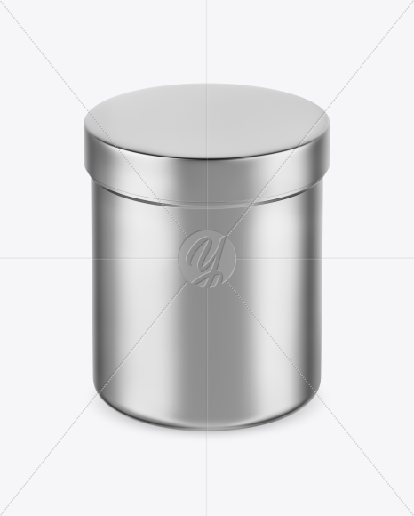 Metallic Jar Mockup - Front View (High-Angle Shot)