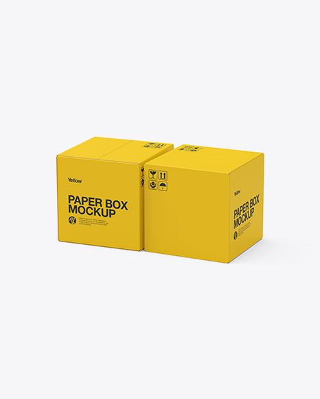 Two Paper Boxes Mockup - Half Side View