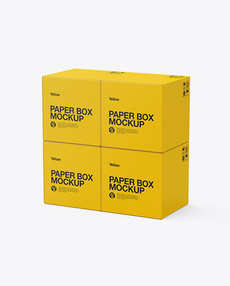 Four Paper Boxes Mockup - Half Side View - Two+Paper+Boxes+PSD+Mockup