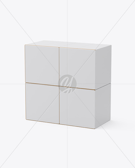 Four Paper Boxes Mockup - Half Side View