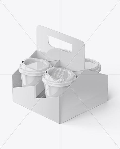 Glossy Coffee Cup Holder W/ Glossy Cups Mockup - Free Download Images