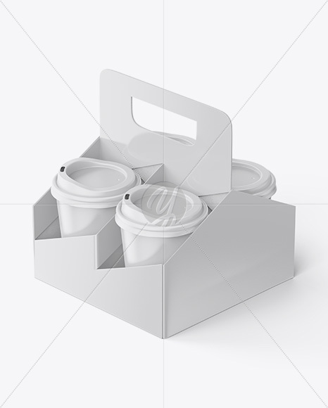 Matte Coffee Cup Holder W/ Matte Cups Mockup - Free Download Images