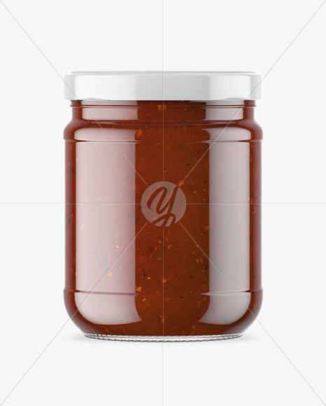 Clear Glass BBQ Sauce Jar Mockup