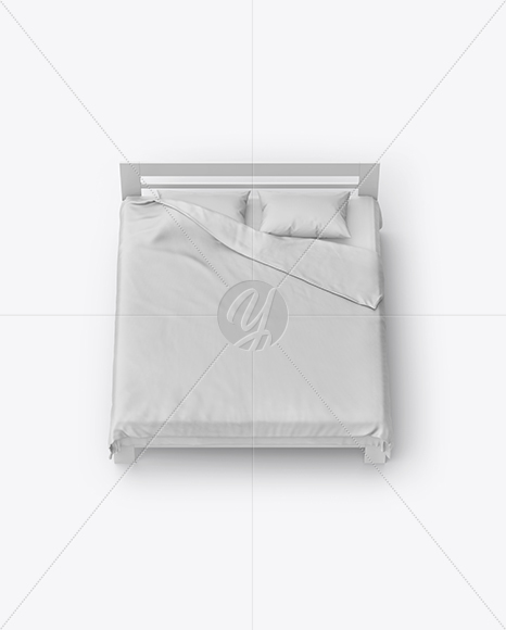 Double Bed with Silk Linens Mockup