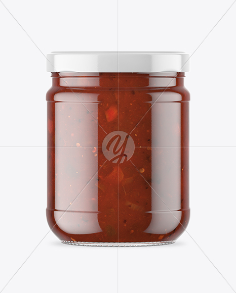 Clear Glass BBQ Sauce Jar Mockup