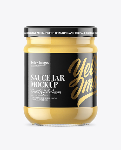 Clear Glass Cheese Sauce Jar Mockup