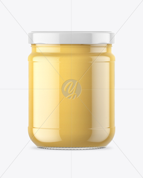 Clear Glass Cheese Sauce Jar Mockup - Free Download Images High Quality