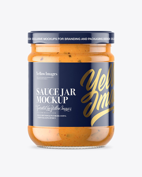 Clear Glass Chipotle Sauce Jar Mockup - Snacks packaging mockup