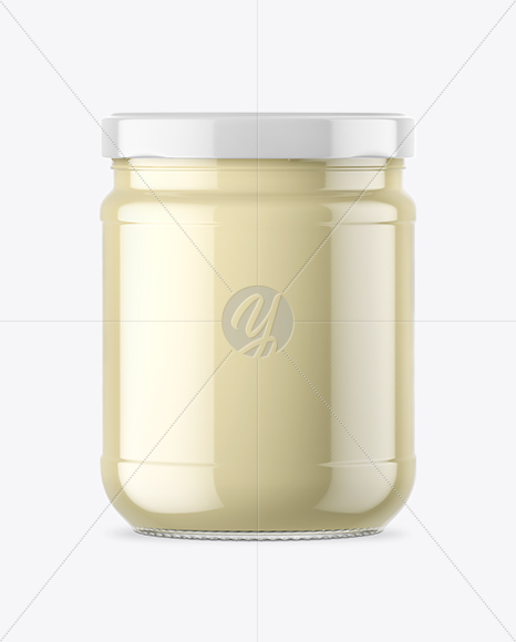 Clear Glass Mayonnaise Sauce Jar Mockup