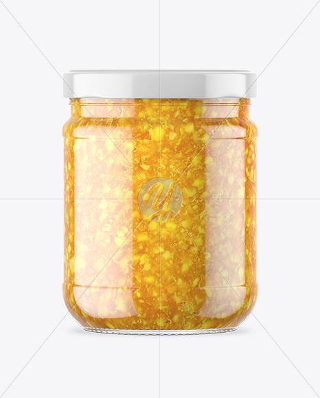 Clear Glass Orange Jam Jar Mockup