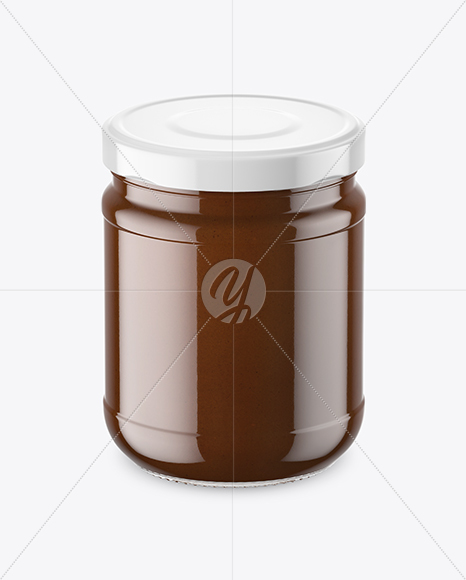 Clear Glass Jar with Chocolate Paste Mockup