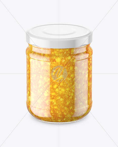 Clear Glass Orange Jam Jar Mockup