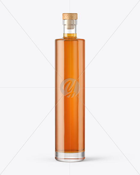 Whiskey Bottle with Wooden Cap Mockup