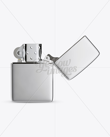 Opened Metallic Lighter Mockup - Front View