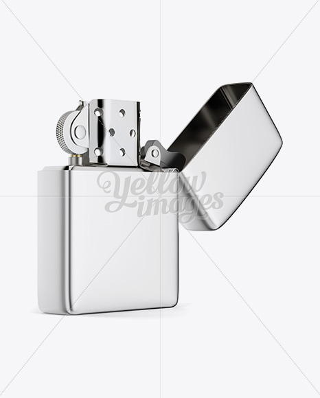 Opened Metallic Lighter Mockup - Halfside View