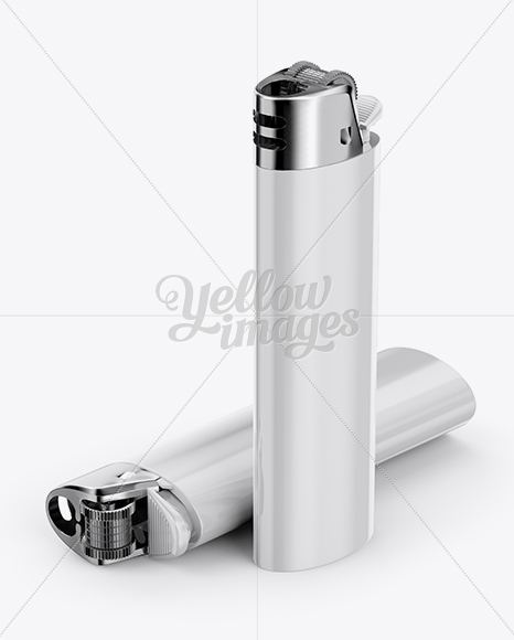 Two Plastic Lighters Mockup Half-Side View - Free Download Images High