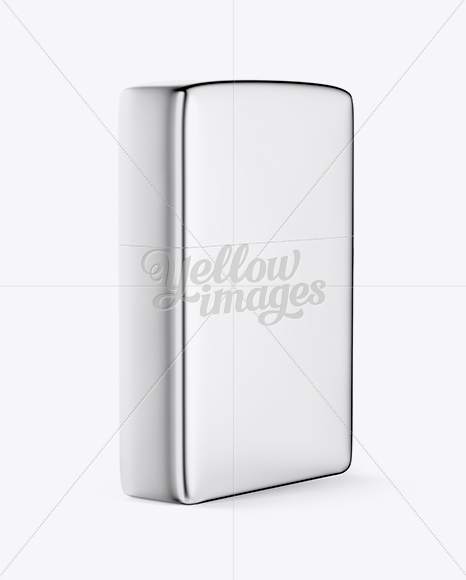 Metallic Lighter Mockup - Halfside View (High-Angle Shot)