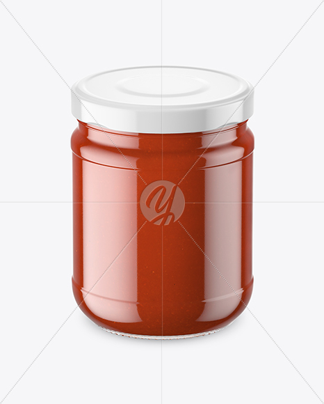 Clear Glass Tomato Sauce Jar Mockup