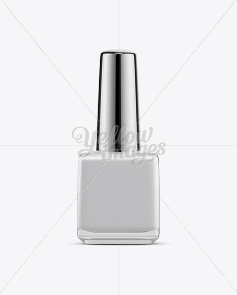 Glossy Nail Polish Square Bottle w/ Chrome Cap Mockup